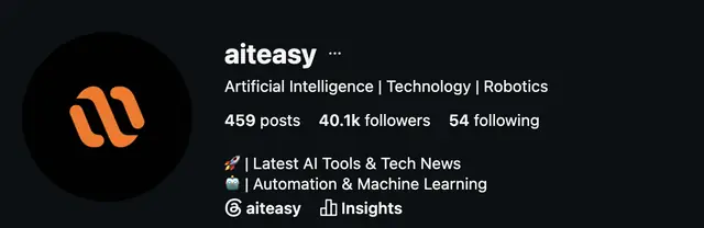 Instagram profile of @aiteasy showing 40.1K followers