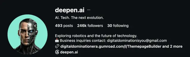 Instagram profile of @deepen.ai showing 246K followers